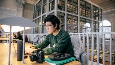 Student working on laptop