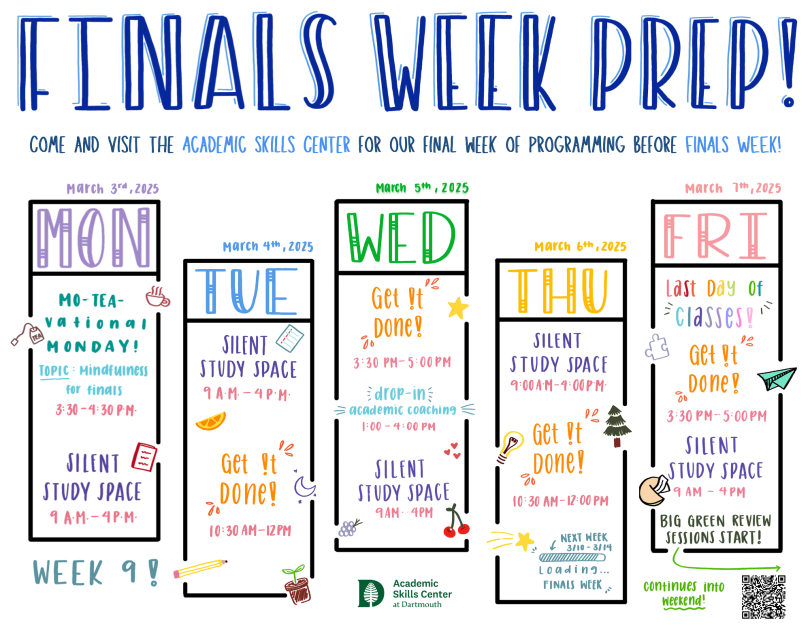 Finals Week Prep Schedule