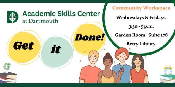 Flyer for Get It Done weekly program held in Berry 178 on Wednesdays and Fridays 3:30pm-5:00pm
