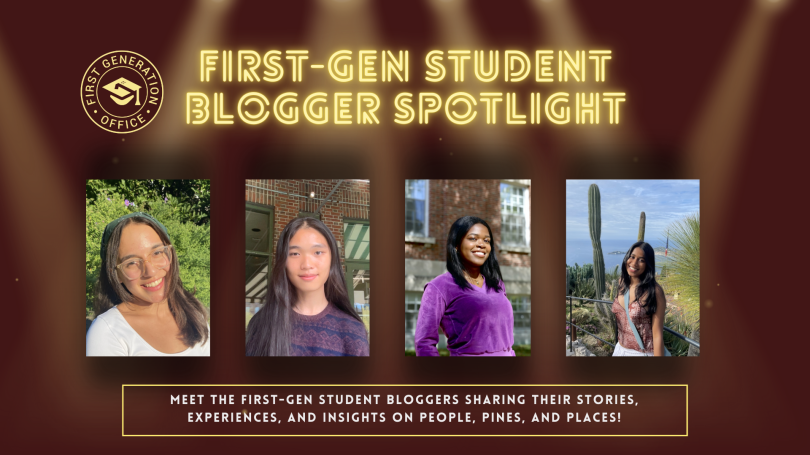A red and yellow-hued flyer broadcasting four beaming students.