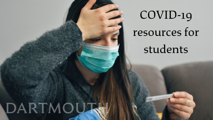 A student with a COVID test