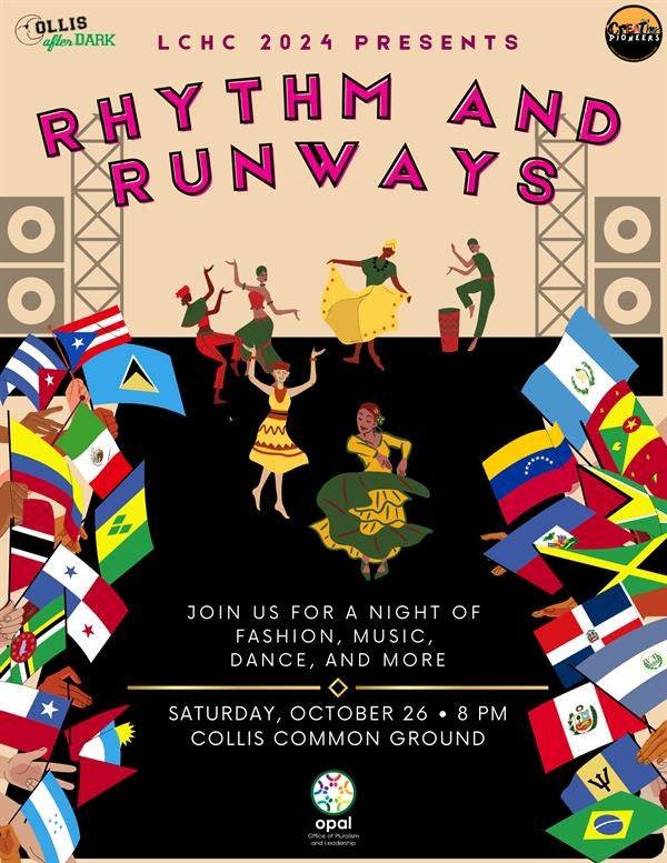 Flyer for LCHC 2024 event Rhythms and Runways with Collis After Dark 