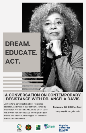 Flyer for Angela Davis talk at Dartmouth