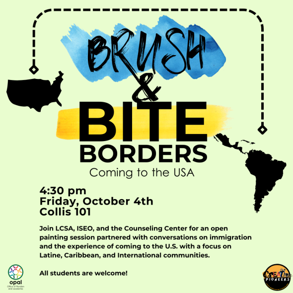 Brush and bite Borders A Painting Event with a Discussion compenent on traveling to the U.S.