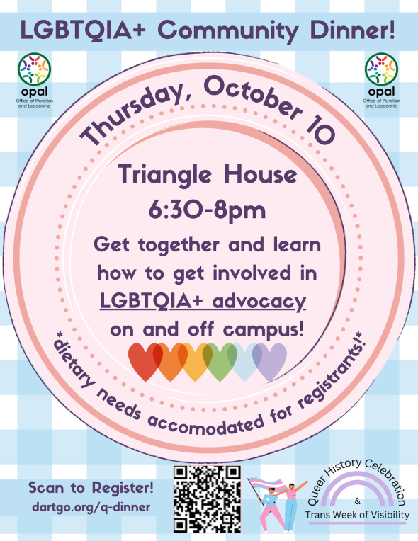 LGBTQIA+ Community Dinner on October 10th at Triangle House 6:30pm