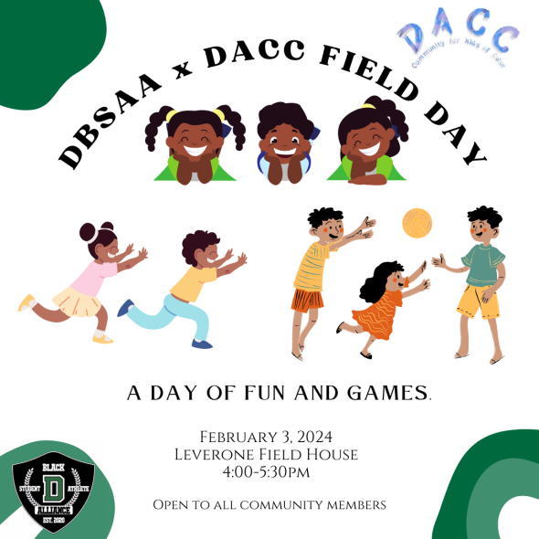 Field day flyer featuring children of color playing together 