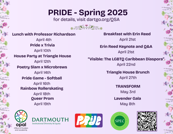 Pride 2025 Full Calendar with Purple Background and black writing