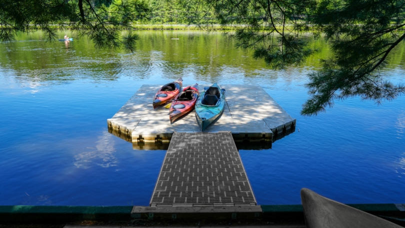 Kayaks at the dock on the Connecticut River