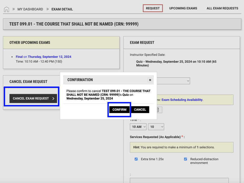 screenshot highlighting the cancel and confirm buttons