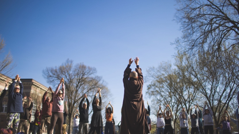Deer Park Monastics leading outside activity.