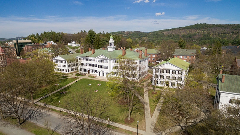 Aerial view of Dartmouth Row in spring