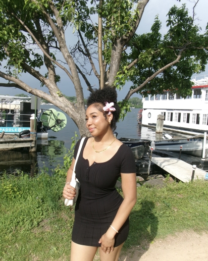 Amirah with a flower in her hair